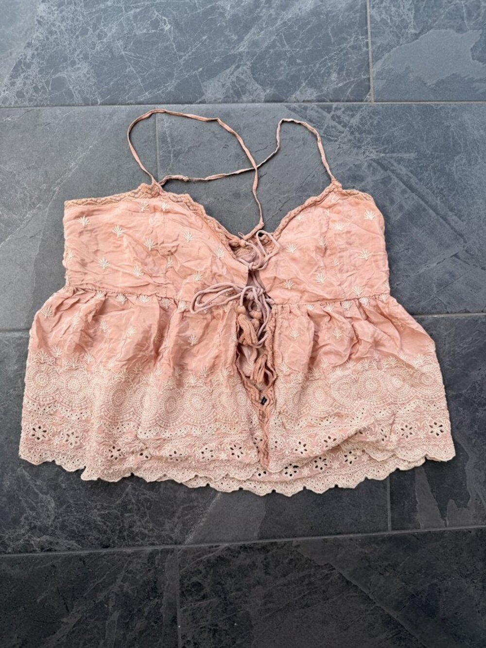 free people intimately cottagecore coquette pink peach XL tank